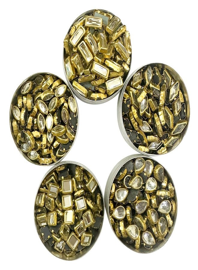 Embroiderymaterial Combo Pack of Flat Back Glue On Kundan Stone Beads for Jewellery Making, Craft, Embroidery, Embellishment, Toran Making, Aari Work, Bangles Making (500 Pieces, Silver) - Image 1